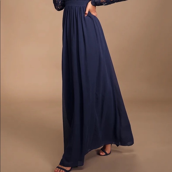 Lulus Awaken My Love Navy Blue Long Sleeve Maxi Dress size 0 XS - Picture 4 of 6